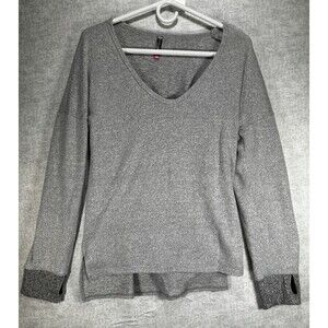 Vince Camuto Sweater Medium Long Sleeve V-neck Gray Thumb Holes Pullover